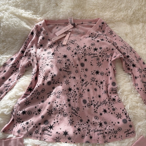 Victoria’s Secret pink black pajama set long sleeve sweats thermal NWT small - Picture 3 of 7